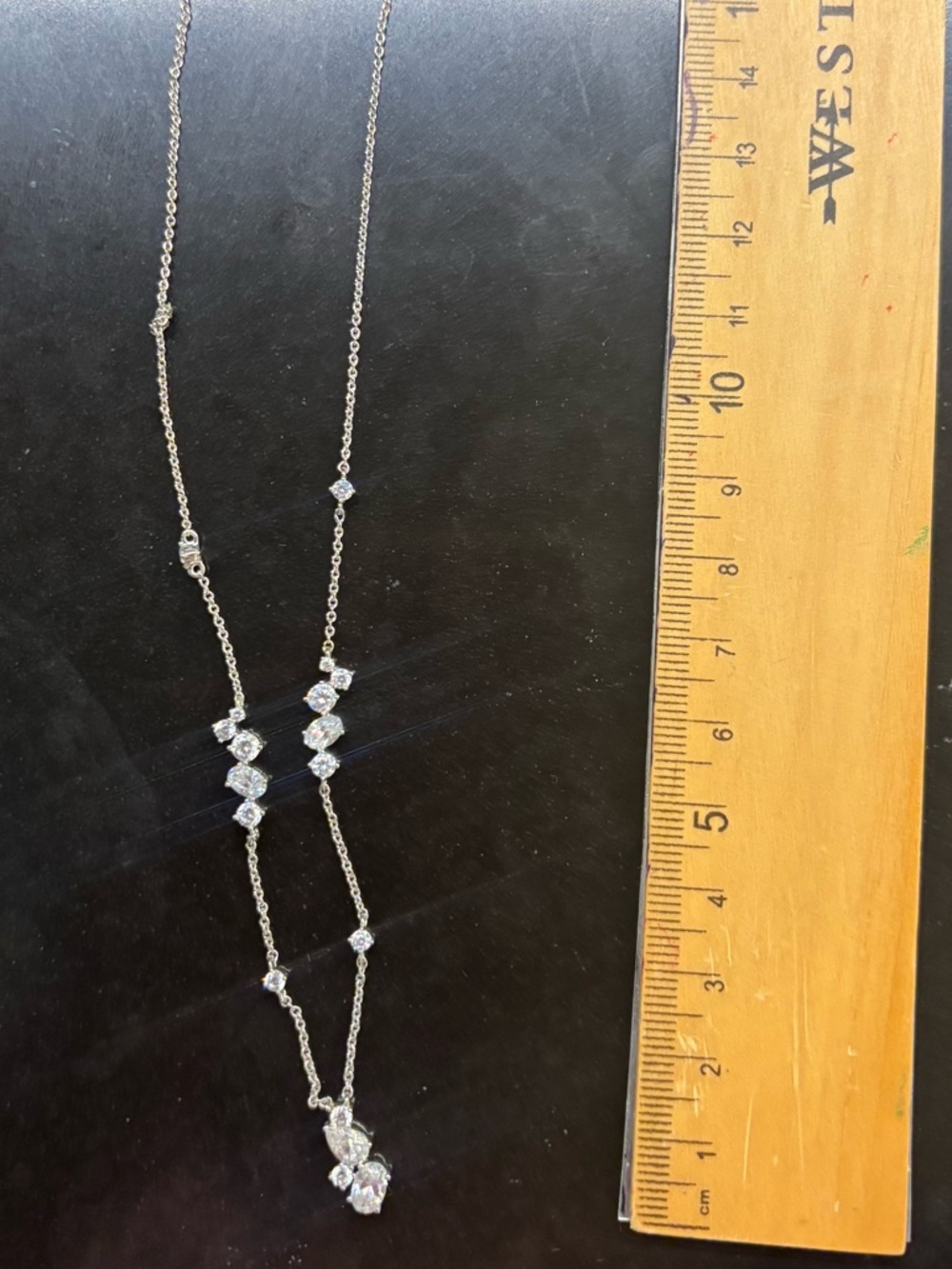Delicate Silver-Tone Crystal Drop Necklace - Women Jewelry